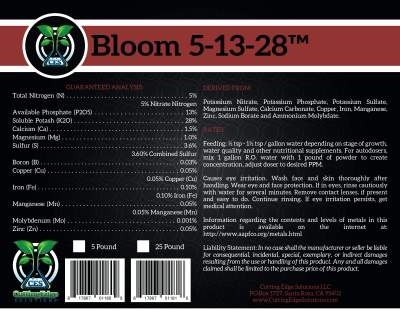 Bloom label with NPK